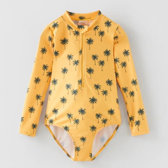 Zara Other - Zara Palm Tree Rash Guard Swimsuit